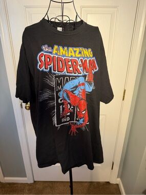 Marvel Black Spider-Man Graphic Tee with Red & Blue Print